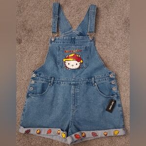 NWT Hot Topic's Sanrio Hello Kitty Fall Denim Shortalls Size XLarge Embroidered
